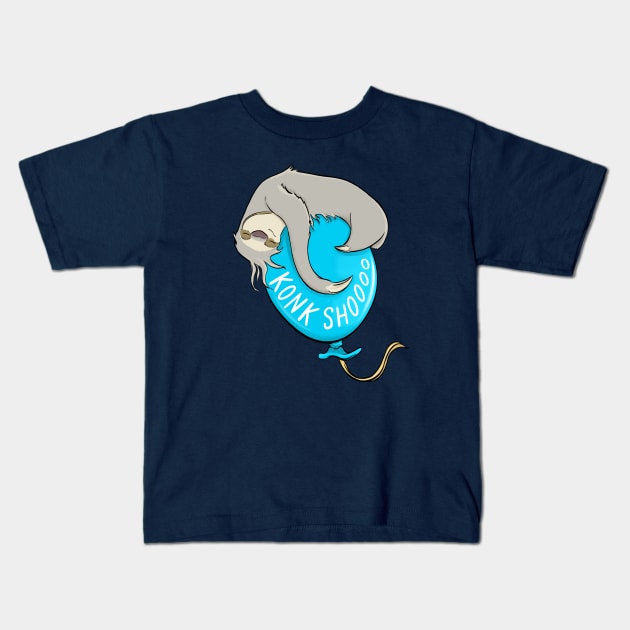 Konk Shooo Sloth Balloon Kids T-Shirt by CaseyHWilkinson